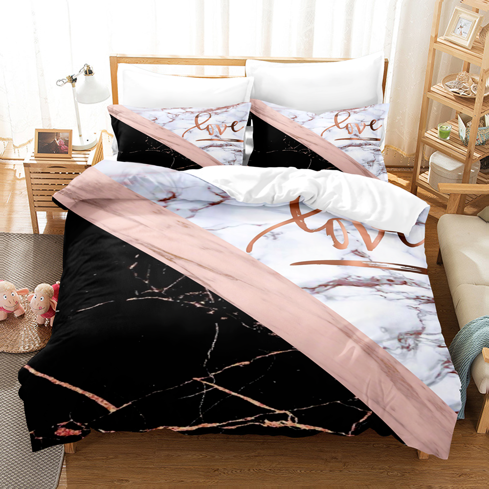 Marble Print Brushed Microfibre Duvet Cover Set | 12 Sizes