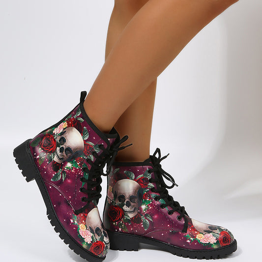 Women's Floral Rose Lace-Up Ankle Boots | EU 35–46