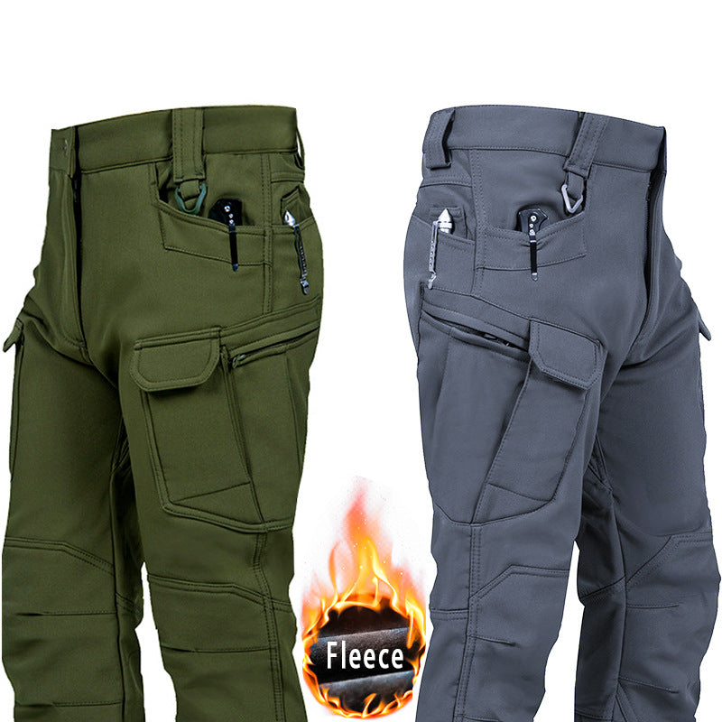 Men's Soft Shell Tactical Trousers | Fleece-Lined Waterproof Outdoor Pants