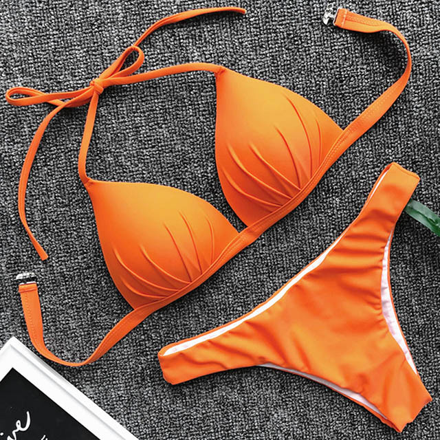 Women's Halter Neck One-Piece Swimsuit | Built-In Bra Pad