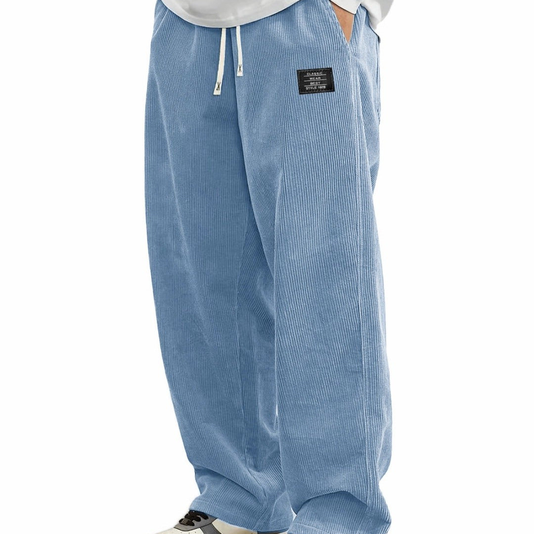 Men's Corduroy Straight-Leg Trousers with Belt | 10 Colours S-5XL