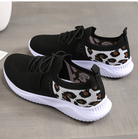Women's Leopard Print Mesh Lace-Up Sneakers | EU 35–43