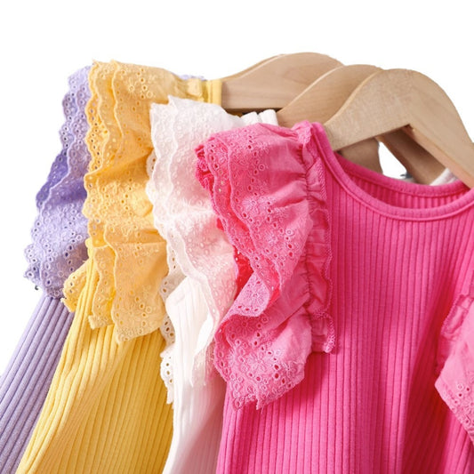 Girls Sleeveless Lace-Trim Summer Top – 4 Colours