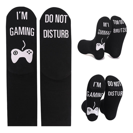 Men's Glow-in-the-Dark Letter Print Cotton Socks EU 44-49