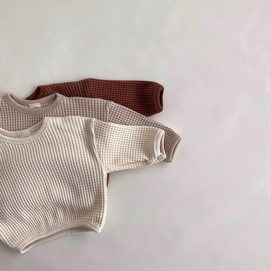 Baby & Toddler Waffle Knit Cotton Pullover | 3 Colours, 80–90cm