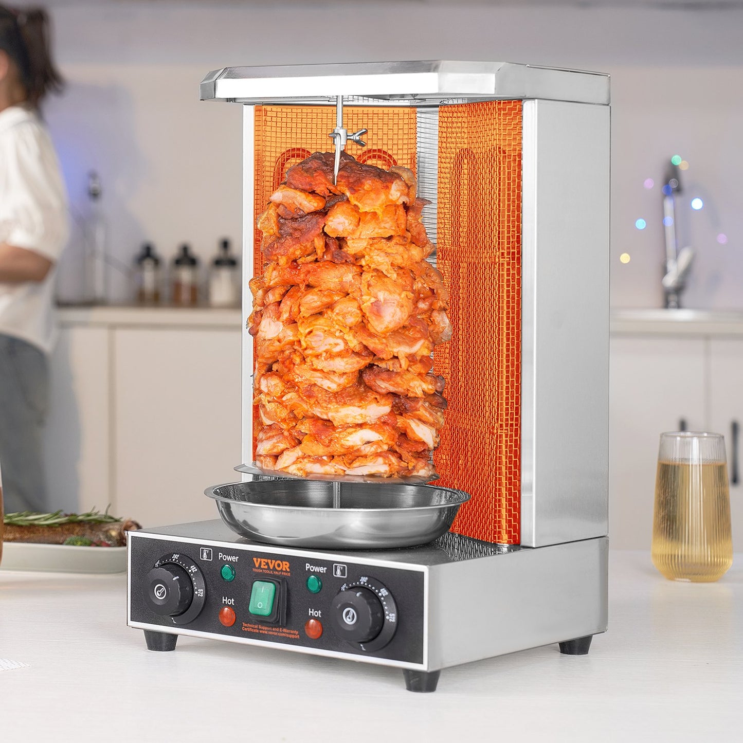 Electric Shawarma & Doner Kebab Grill Machine – Vertical Gyro Rotisserie | 13 lbs