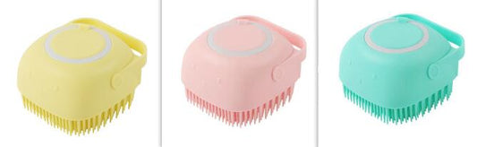 Silicone Pet Bath Massage Brush with Shampoo Dispenser | Dogs & Cats | JParker