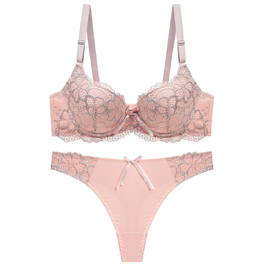 Women's Push-Up Lace Bra Set | Adjustable Detachable Strap