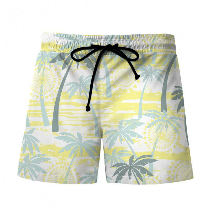 Men's Hawaiian Print Beach Shorts