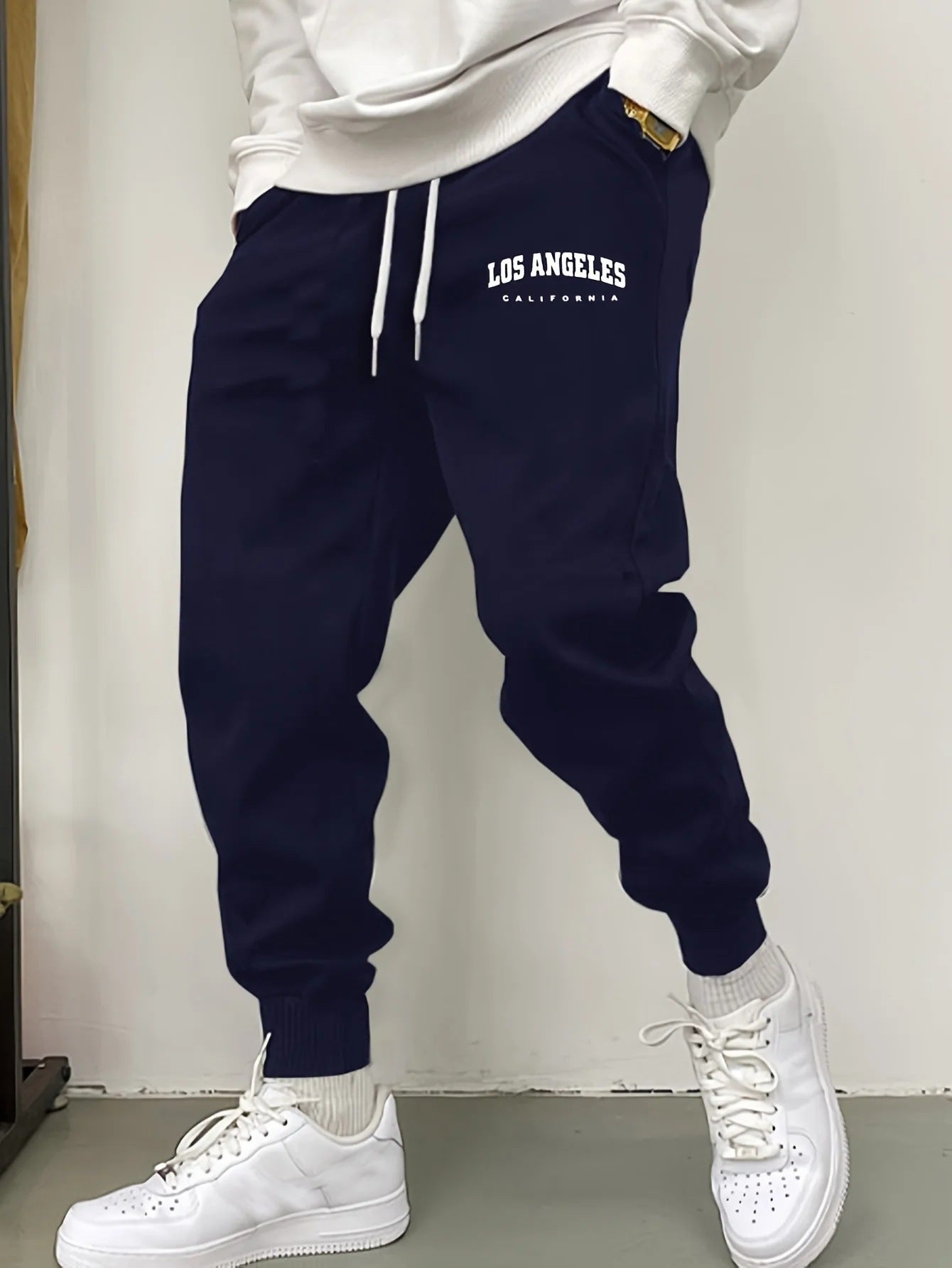 Men's Casual Fleece Sweatpants – Letter Print Sport Joggers