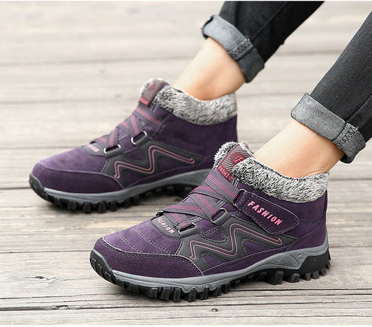 Plush-Lined Winter Couple Shoes - Warm Velvet Thick-Sole Casual Boots
