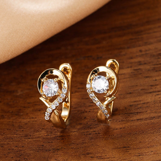 Musical Note Zircon Earrings | Minimalist Copper Stud Earrings for Women