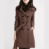 Women's Double-Breasted Wool Blend Coat – Mid-Length Fitted | XS–3XL