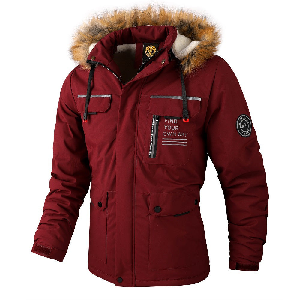 Men's Fleece-Lined Mid-Length Parka Coat | Warm Casual Outerwear
