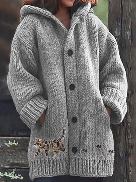 Women's 3D Print Hoodie Jacket – Mid-Length Casual Cardigan