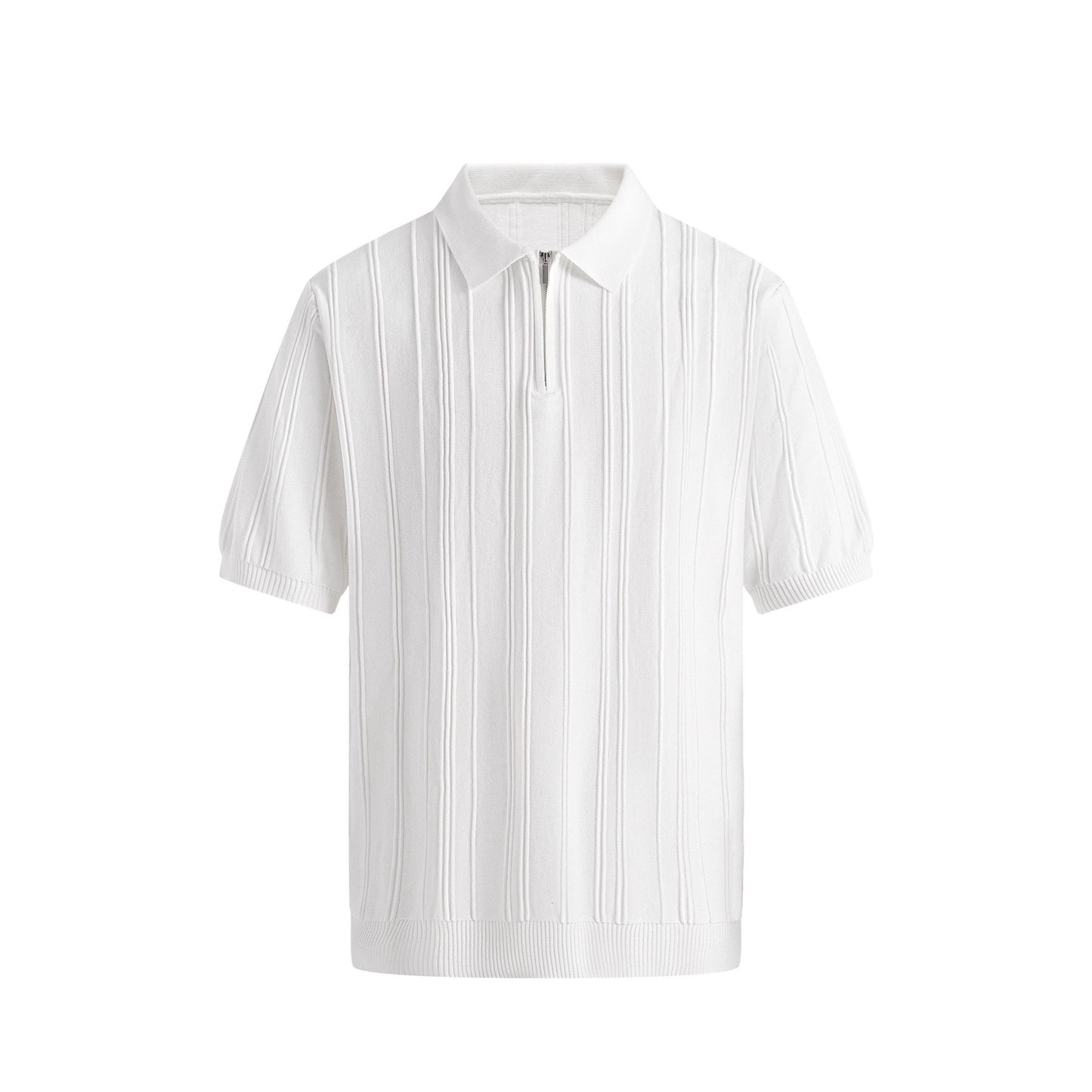 Men's Half-Zip Knitted Short Sleeve Sweater | Slim Fit