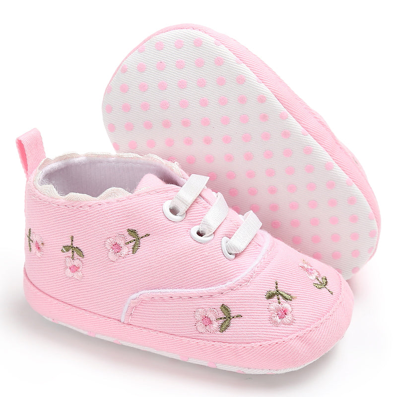 Girls' Floral Folk-Style Baby Toddler Shoes - Canvas Elastic Band Flat Sole