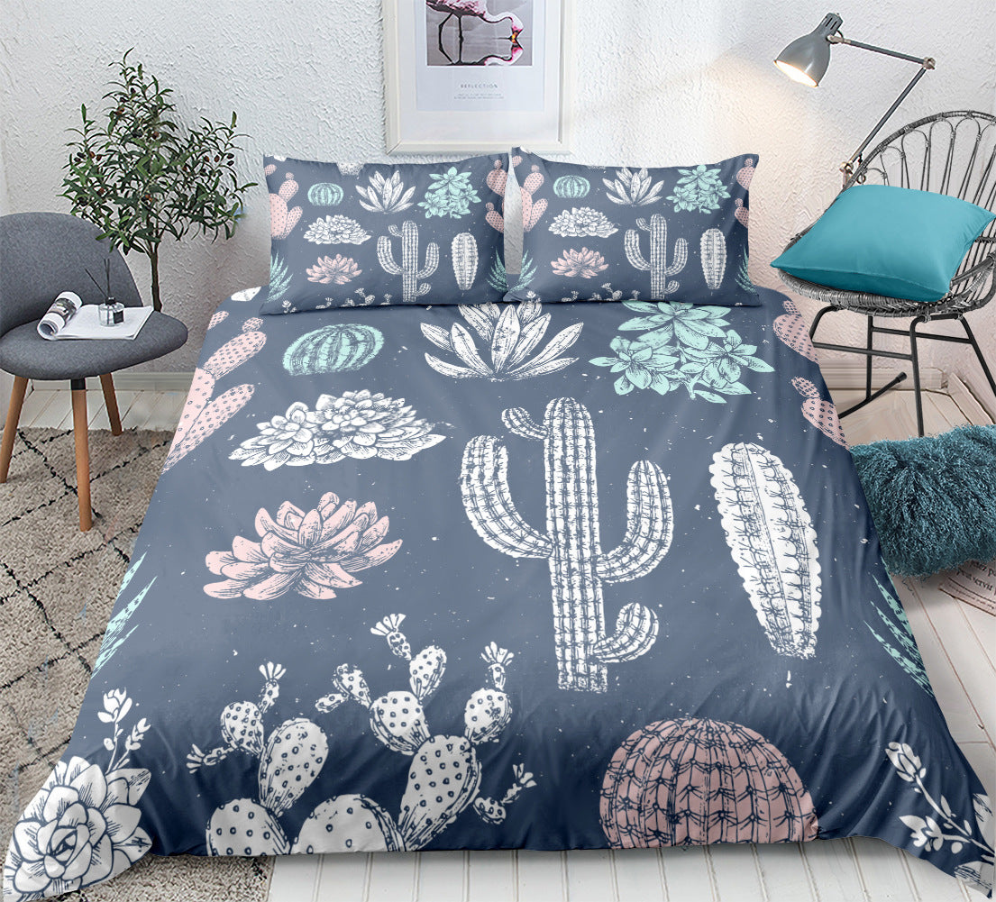 Cactus Print Microfibre Duvet Cover Set – 5 Designs, 9 Sizes