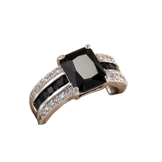 Retro Colour-Block Ring | Electroplated Alloy Fashion Ring for Women