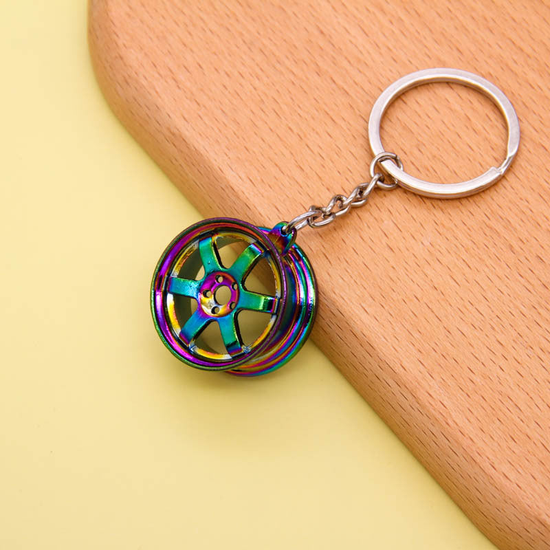 Miniature Car Rim Alloy Keychain | Modified Wheel Charm | 6 Finishes