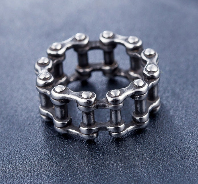 Men's Stainless Steel Link Chain Biker Ring – Punk Rock Motorcycle Band