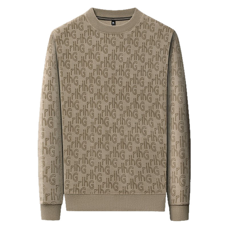 Men's Double-Sided Polar Fleece Pullover | Letter Print Warm Top