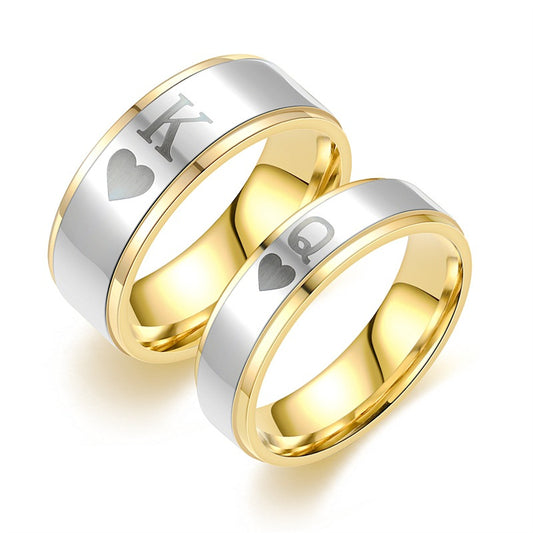 Titanium Steel Couple Ring – Electroplated Gold Band for Men & Women