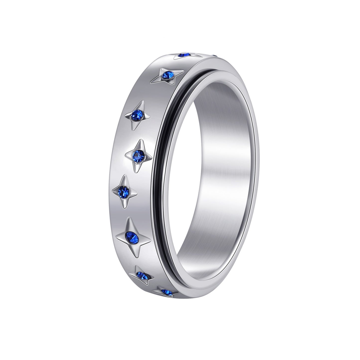 Diamond-Encrusted Stainless Steel Ring | Real Gold Plated Unisex Ring