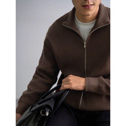 Men's Zip-Up Mercerized Cotton Cardigan Coat – Relaxed Fit | M–3XL