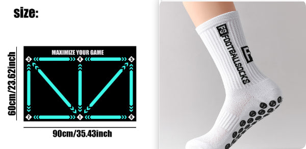 Men's Anti-Slip Sports Socks – Mid-Calf Polyester Grip Socks Black & White