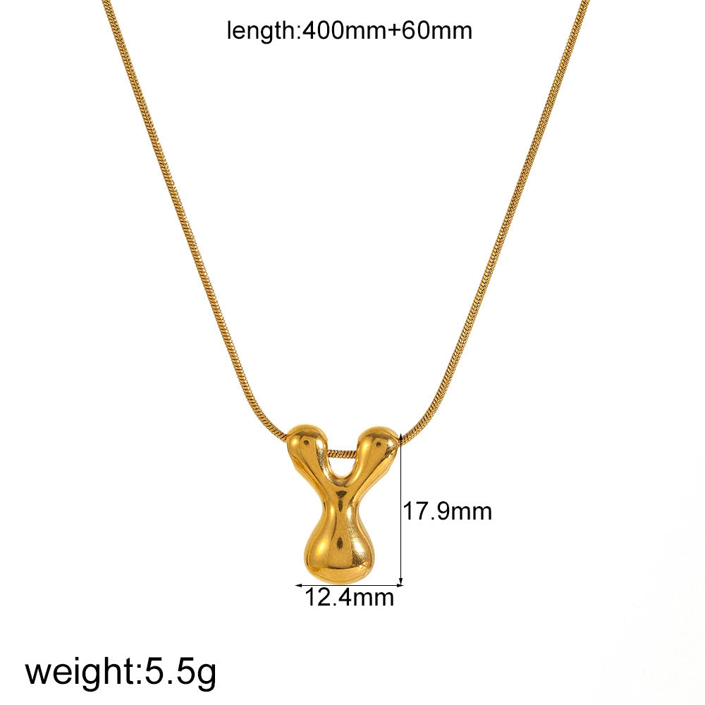 Initial Letter Stainless Steel Pendant Necklace (A–Z)