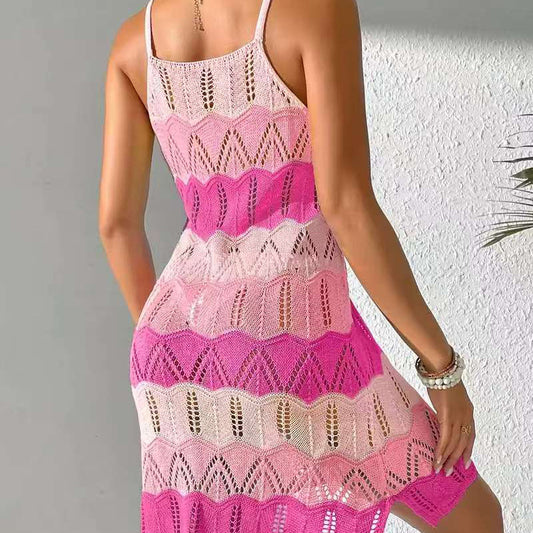 Women's Colour-Block Knitted Midi Dress