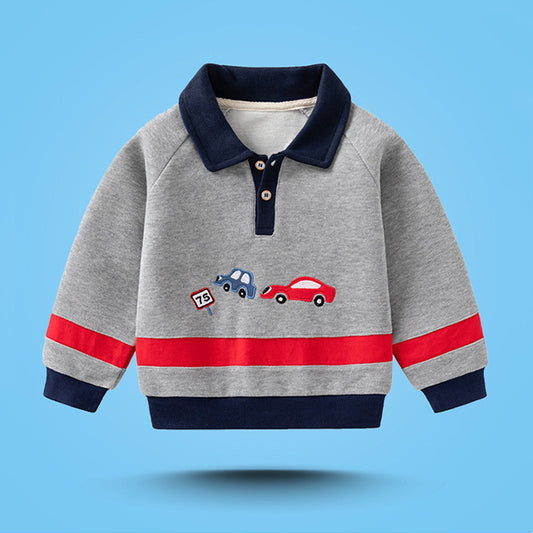 Children's Cotton Long Sleeve Bottoming Shirt | Boys Casual Top