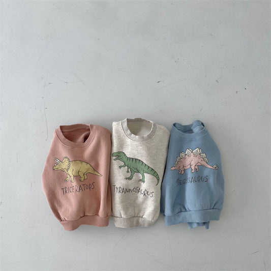 Kids Dinosaur Fleece Pullover Sweater – Soft Cotton Top