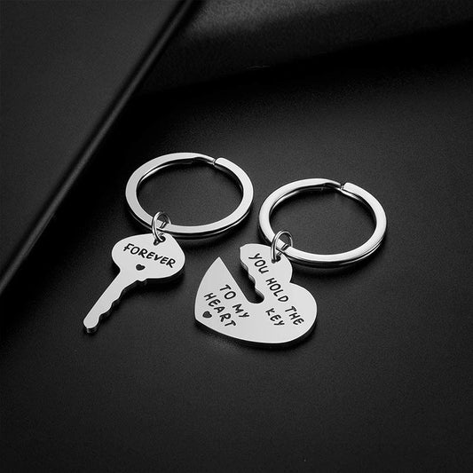 Heart-Shaped Couples Keychain Set | Stainless Steel Pair | JP Collections