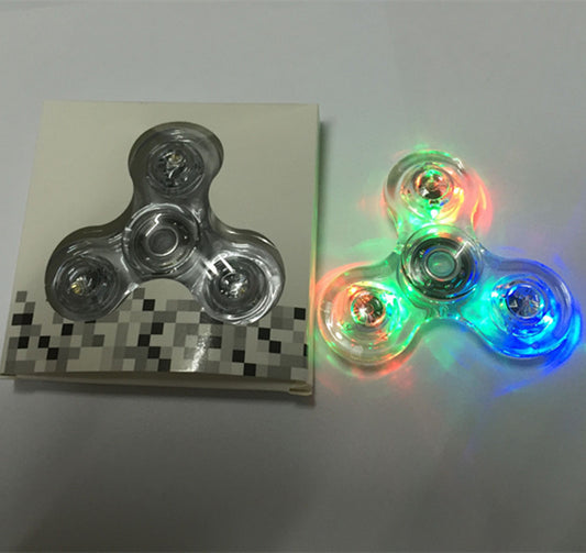 Crystal Light-Up Fingertip Gyro | Three-Leaf LED Spinner Fidget Toy