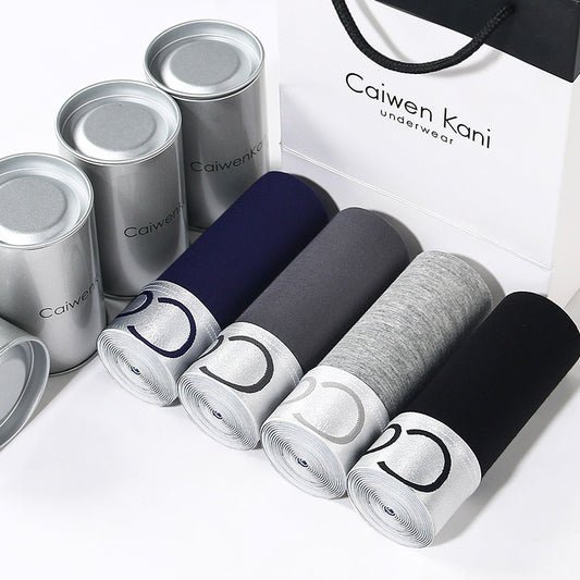 Men's Cotton Boxer Shorts 4-Pack Gift Set | Breathable Mid-Rise Boxers