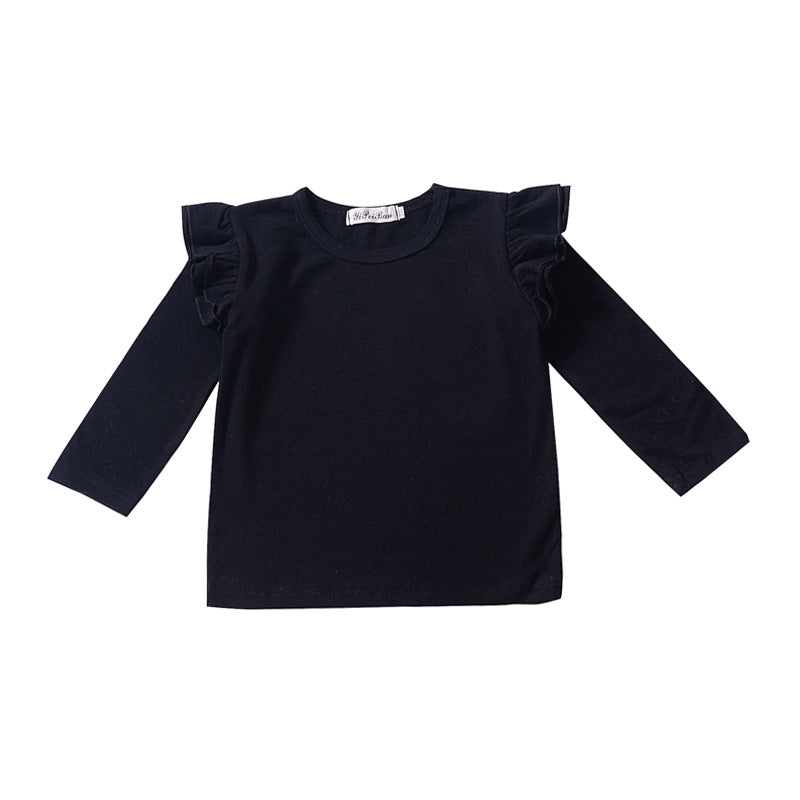 Girls Cotton Long Sleeve Plain Top – White, Red, Black