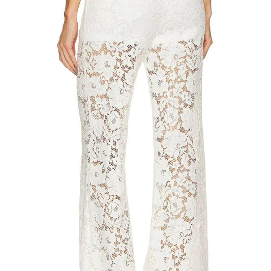 Women's Jacquard Lace Straight Leg Trousers