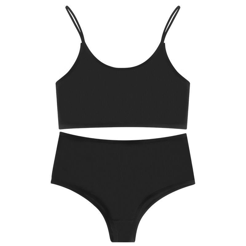 Seamless Vest Bra and Shorts Set | Black & Blue | XS-L