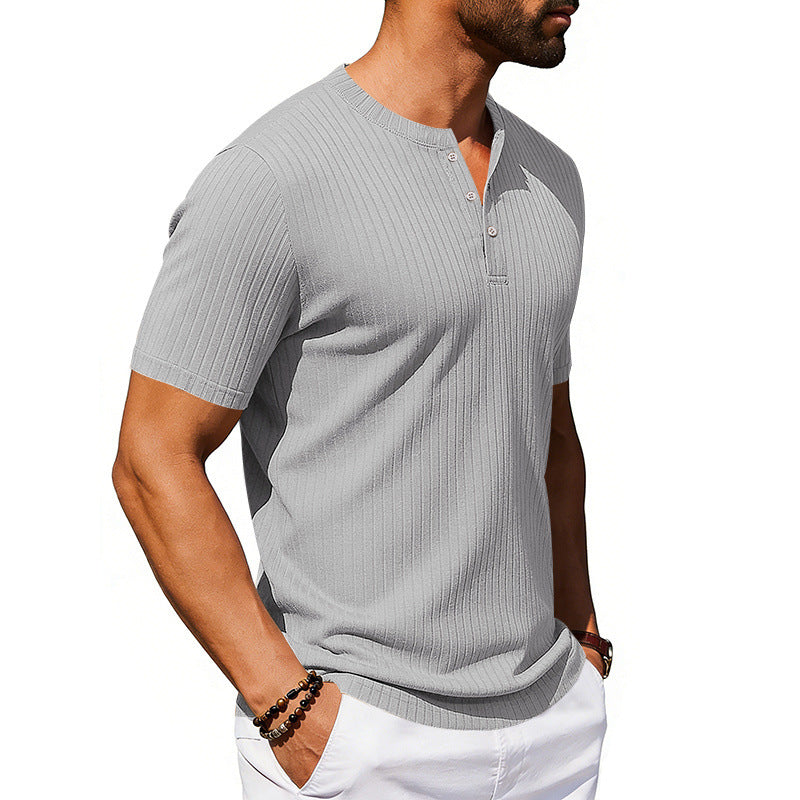 Men's Athleisure Stretch Ribbed Short Sleeve T-Shirt | 5 Colours