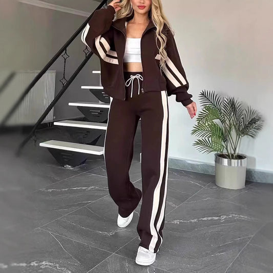 Women's Striped Zip Jacket & Trouser Co-ord Set | S-5XL | 5 Colours