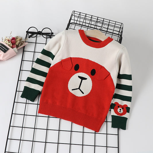 Boys' Fine Knit Cotton Pullover Sweater | Kids Knitwear