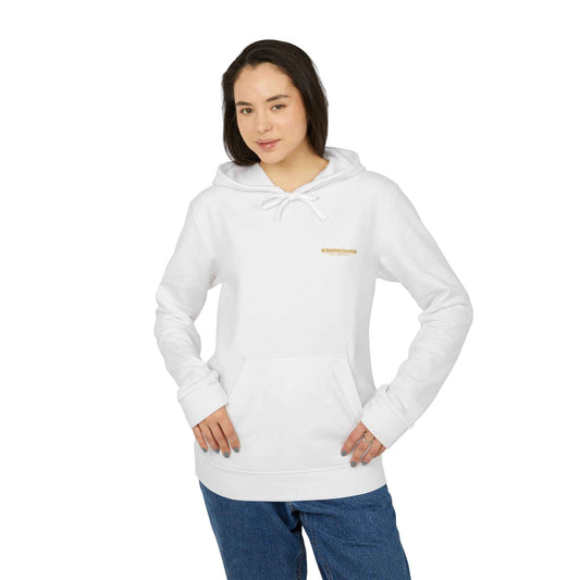 Minimalist Gold Logo Hoodie – White Fleece Unisex Pullover