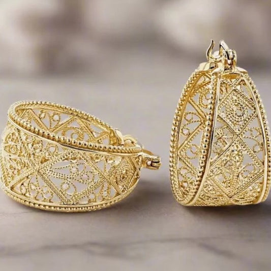 Bridal Open-Drop Earrings | Gold-Plated Copper Wedding Earrings