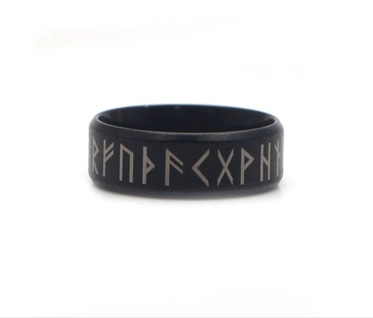 Men's 8mm Matte Stainless Steel Band Ring – Minimalist Steel & Black Band