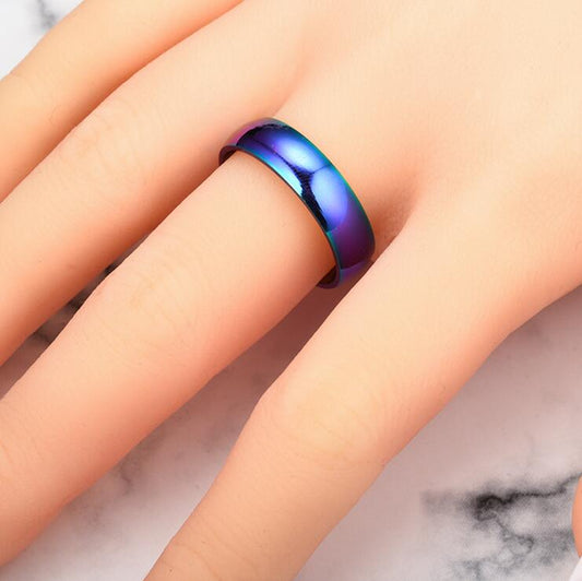Unisex Ocean Rainbow Ring – Multicolour Statement Band Sizes 4–13