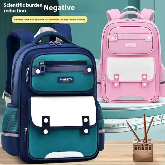 Kids' Fruit Print Nylon School Backpack – Waterproof & Burden-Reducing