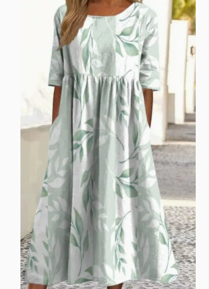 Women's Sleeveless Deep V-Neck Geometric Print Maxi Dress