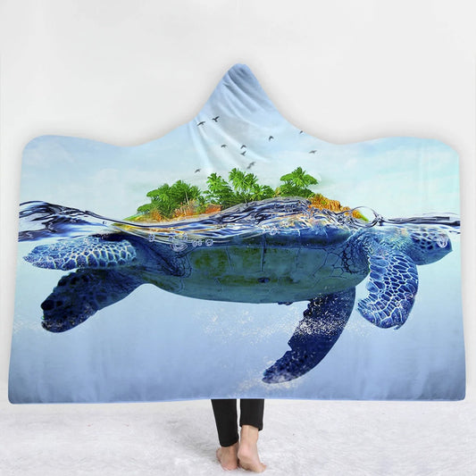 Hooded Wearable Blanket Cape | Plush Arctic Velvet | Ocean Designs | 2 Sizes